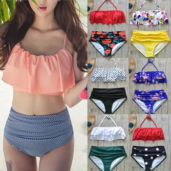 

Women High Waisted Swimwear Push up Bikini Swimsuit two pieces Beach Bathing set