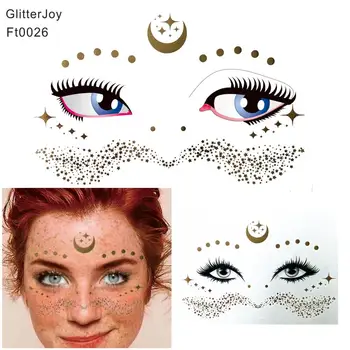 

FT0026 Foil Gold Irregular Star and Moon Bohemian Goddess Makeup Tattoo Sticker for Body Makeup inspired