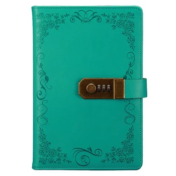 

Green Diary with Lock Notebook A5 Vintage Lockable Paper PU Leather Note Book Traveler Journal Weekly Planner School Stationery