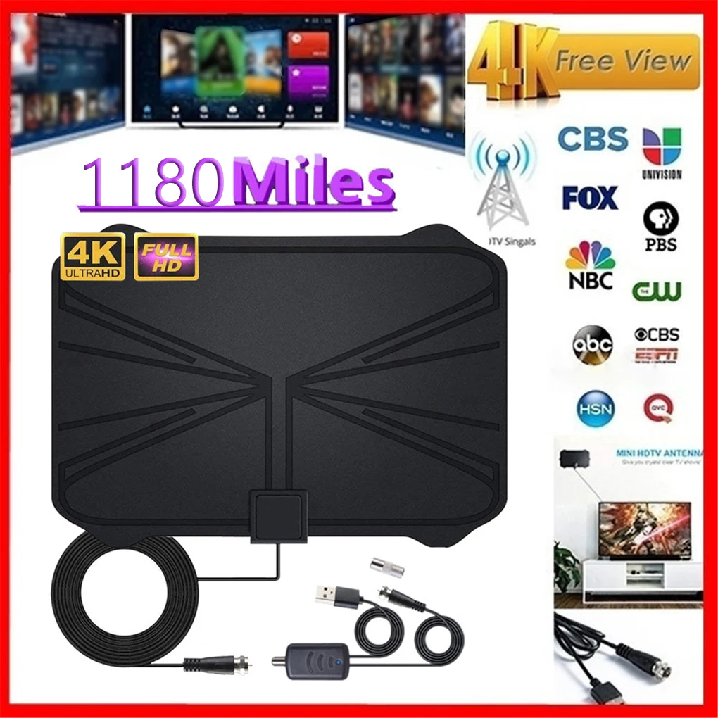 Горячая распродажа! Цифровая антенна 4K HDTV комнатная усиленная диапазон 1180 миль