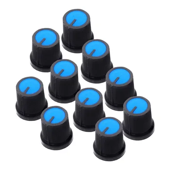 

10pcs/lot Blue Face CapsFor WH148 6mm Knob Plastic For Rotary Taper Potentiometer Hole Volume Control Controller Black Cap