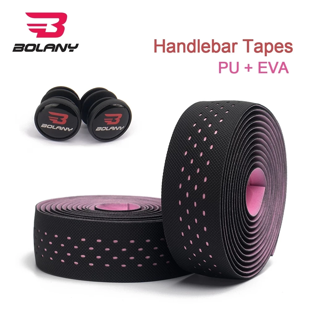 Bolany Road Bike Handlebar Tape antiskid Professional Cycling Damping Anti-Vibration Wrap 2pcs EVA PU Material Handle Bar Tape