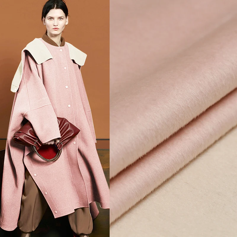 

Pearlsilk Light Pink Double-side 100%Australian Wool Fabrics Materials Textile Winter Women Overcoat Sewing Cloth Freeshipping