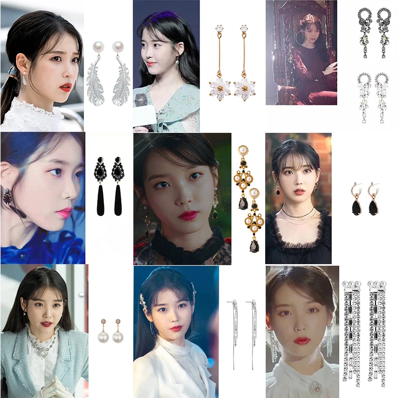 

2019 New Korean TV Star Elegant Shiny Rhinestone Drop Earrings for Women Metal Circle Crystal Oorbellen Party Jewery