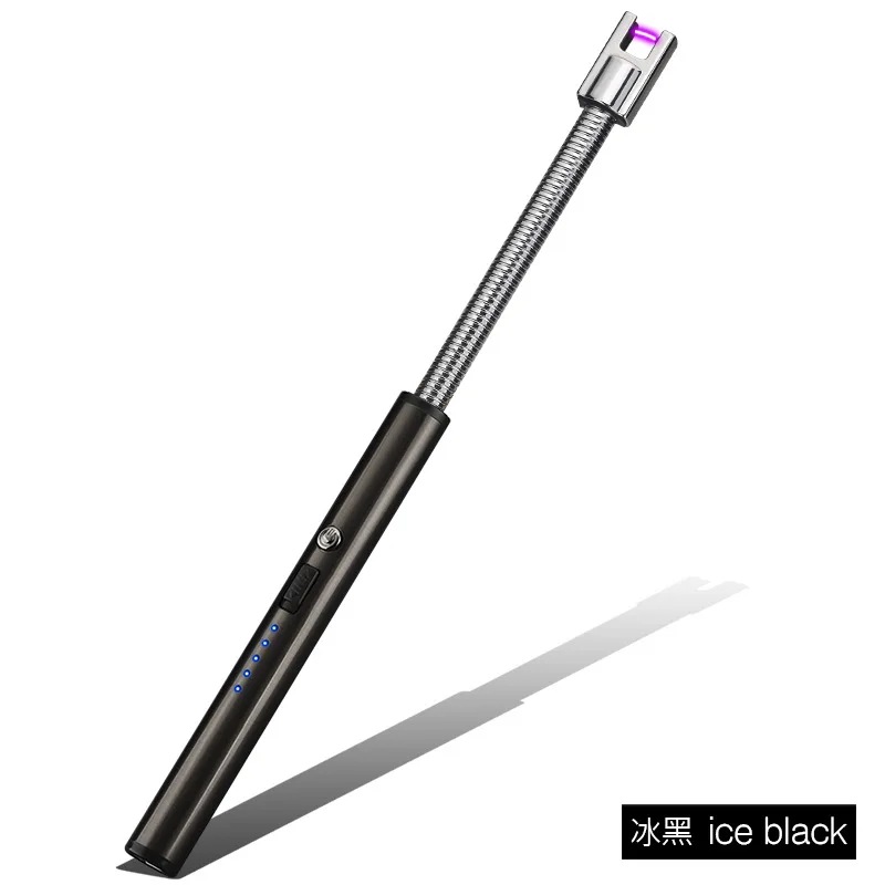 360 градусов Гибкая дуговая Зажигалка Ветрозащитная перезаряжаемая Зажигалка USB электрическая плазменная Зажигалка Кухонные гаджеты для женщин подарок - Цвет: Ice Black