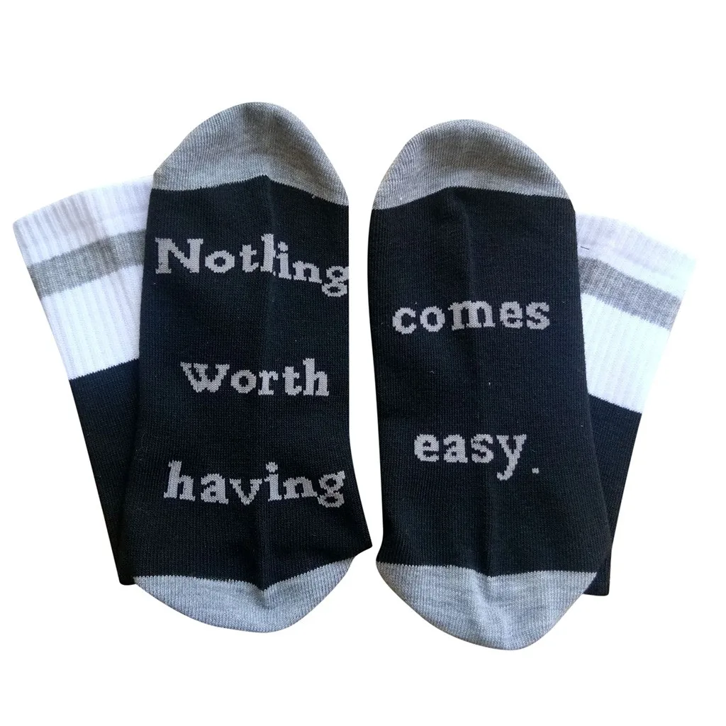 Новые носки унисекс «Nothing worth Coming easy», забавные носки, мягкие хлопковые Повседневные носки с буквами для мужчин и женщин# p8