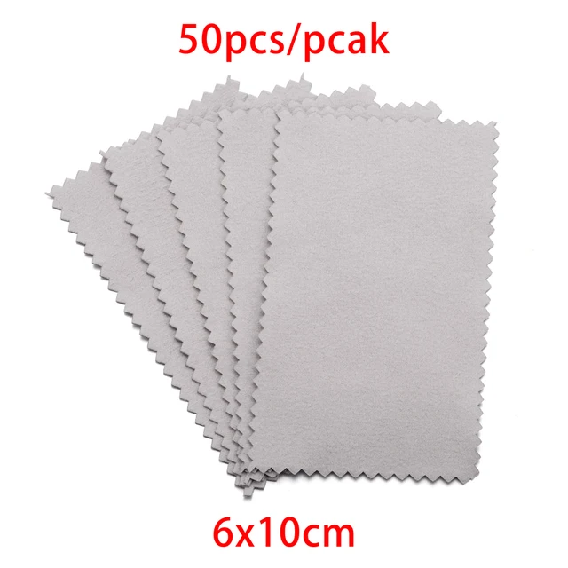 10-50pcs Polish Polishing Cloth Silver Color Cleaning  Polishing Cloth Soft Clean Wipe Wiping Cloth For Silver Gold Jewelry Tool Grey 6x10cm 50Pcs