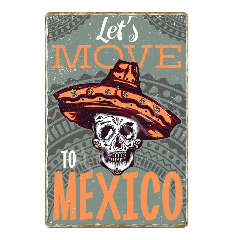 Мексиканский плакат для путешествий, флаг Мехико, металлическая жестяная вывеска Feliz Cinco De Mayo, Viva, Настенная Наклейка для бара, паба, клуба, домашний декор, YI-173 - Цвет: NEW0354BI