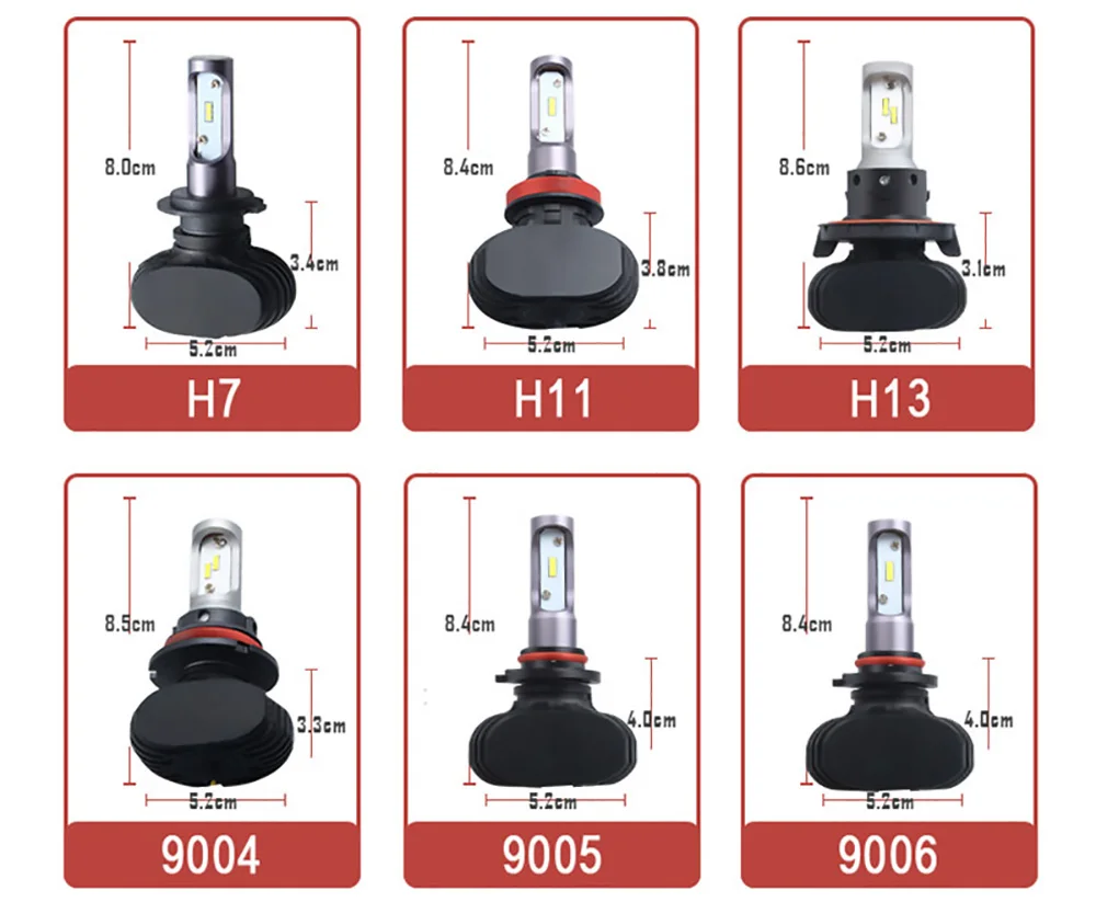 DS 2 шт. S1 Led H1 H3 H4 H7 H11 H13 9005 9006 9007 9004 фар автомобиля Автомобильная Противо-Туманная лампа 50В, 8000LM автомобильной лампы чипы CSP 6500K