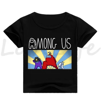 

Among Us Cool Black T Shirt Summer Fashion Short Sleeve O-Neck Tee Tops Children Game Harajuku T-Shirts Kid Boys Clothing Tops