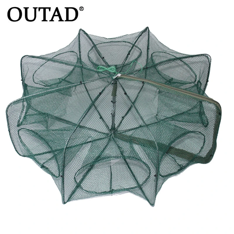 

Folded Hexagon Octagon 6/8/12 Holes Fishing Shrimp Automatic Trap Fishing Net Fish Shrimp Minnow Crab Baits Cast Mesh Trap 2018