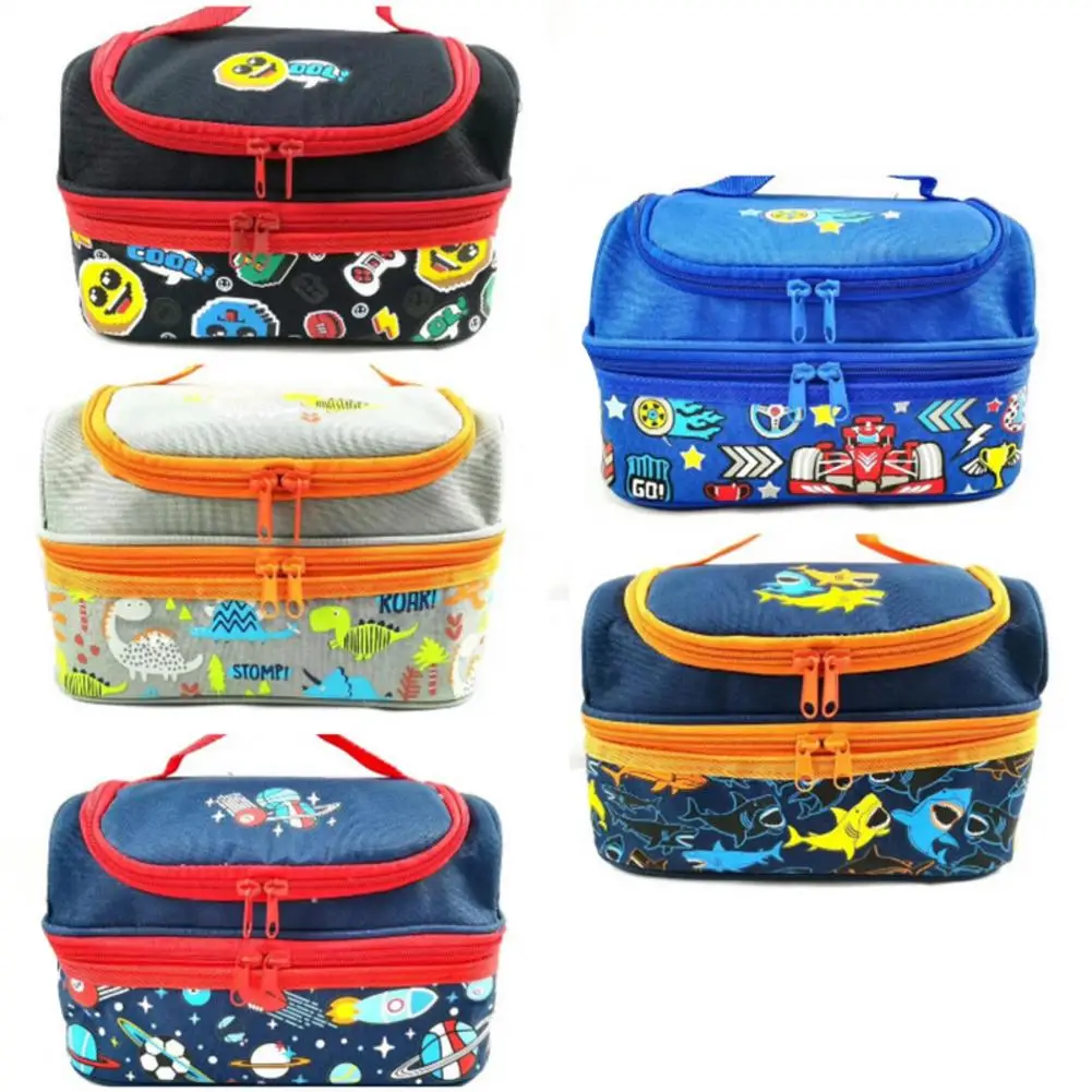 Double-layer Portable Cute Cartoon Insulated Thermal Cooler Bento Lunch Box Tote For Kids Picnic Storage Bag Pouch Bags | Багаж и сумки