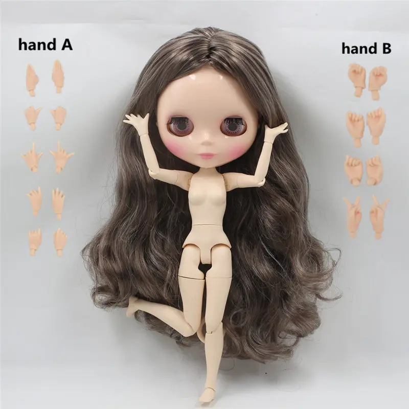 Кукла Fortune Days Nude Blyth No.280BL8800/0222 темно-коричневый микс седых волос соединение тела телесного цвета кожи завод Blyth - Цвет: like the picture