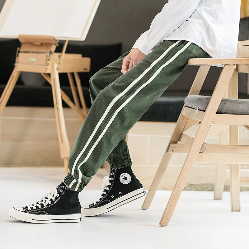 Sinicism Store мужские мешковатые хлопковые льняные шаровары спортивные штаны мужские спортивные штаны мужские повседневные осенние однотонные леггинсы брюки - Цвет: ArmyGreen