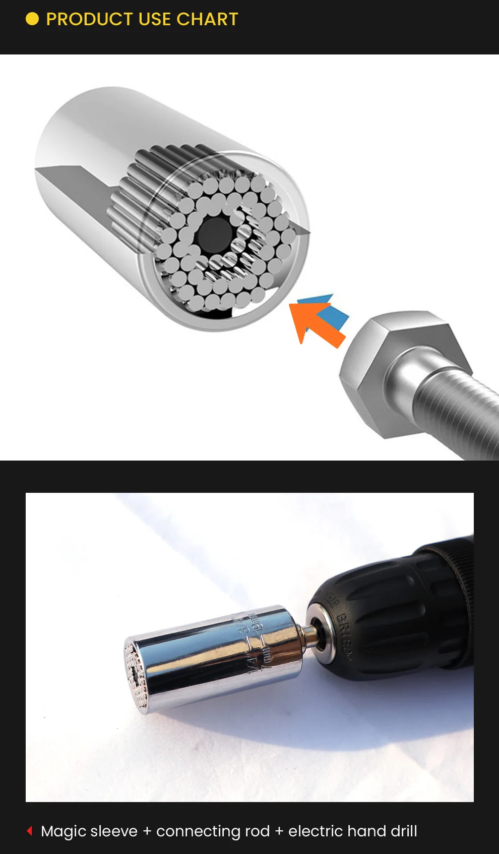 Manual Electric Universal Magic Sleeve 7~19mm Range of Special-shaped Screw Removal Chromium -vanadium Steel