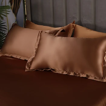 Rayon Bedding Sets Luxury Satin Bedding Kit Duvet Cover Sets Queen King Size Bed Cover Set No Filler 200x200/ ለማጽ መንጸፍ ዓራት - Image 3