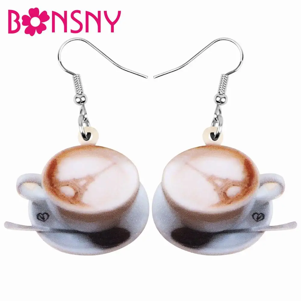 Bonsny Acrylic Coffee Cup Eiffel Tower Earrings Drop Dangle Jewelry For Women Girls Teens Kids Charm Decorations Gift Accessory | Украшения