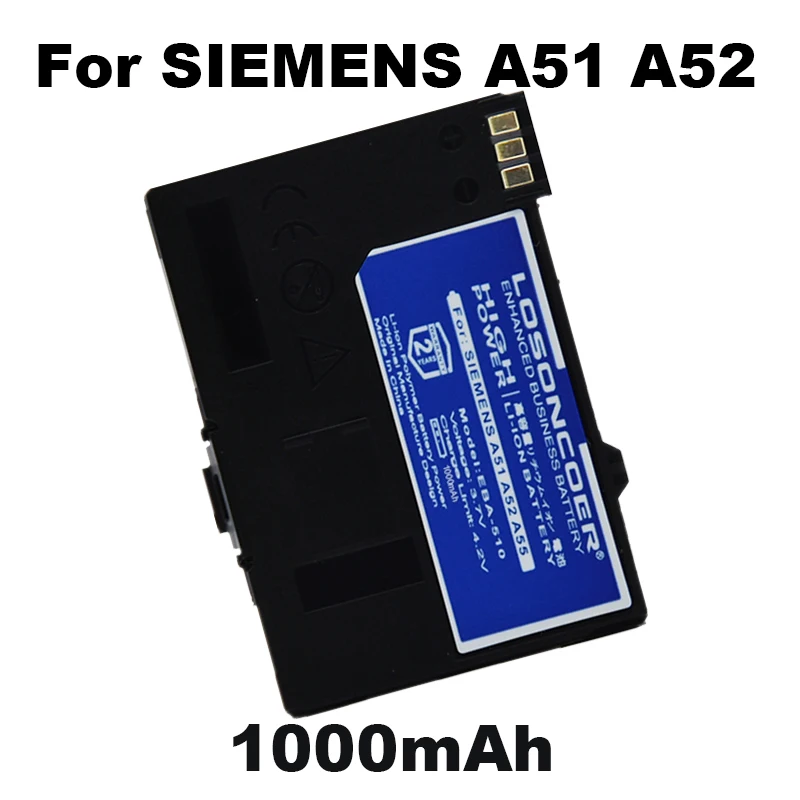 Аккумулятор емкостью 1000 мАч для Siemens A51 A52 A55 A56 A57 A60 A62 A65 A75 CT56 M55 M56 M60 MC60 C55 C56 C60 C61 C70 C71