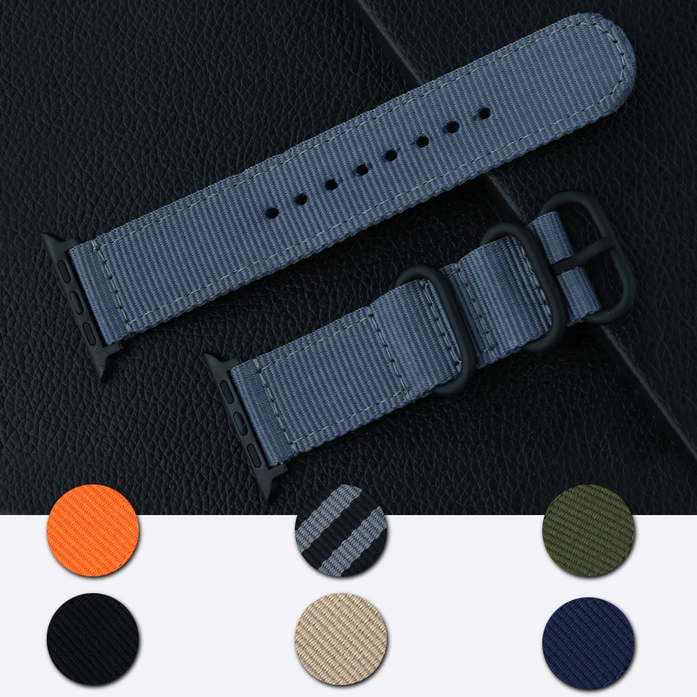 

Hot Sell Nylon Watchband for Apple Watch Band Series 5/4/3/2/1 Sport Leather Bracelet 42mm 44mm 38mm 40mm Strap For iwatch Band
