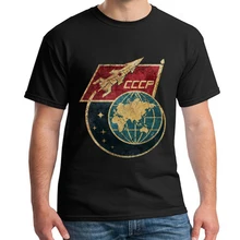 2018 nuevo Vintage Russia cccp camiseta de Yuri Gagarin hombres grupo Equipo soviética camisetas Retro Sputnik el programa de exploración espacial T camisa