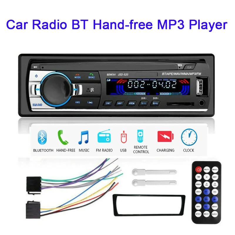 Auto Stereo Radio Hands Free Bluetooth 12V/24V FM Aux-IN Input SD USB In-dash Autoradio 1 din Car MP3 Multimedia Player | Автомобили и