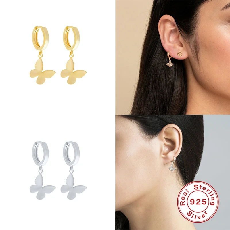 

Aide European and American Fashion Charming S925 Sterling Silver INS Butterfly All-Match Drop Earrings For Women Fine Jewelry