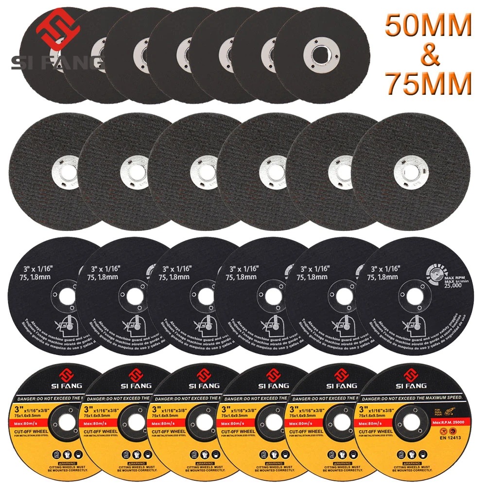 10 Stück 3" 75mm 2" 50mm Trennscheiben Harz Schleifschleifscheibe Fräser für Metall Winkelschleifer Werkzeuge – Detail 1