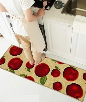 

Rubber Backing Non-slip Red Apple Kitchen Rugs and Mats Machine Washable Easy Clean Half Round Doormat Bathroom Pads Carpet