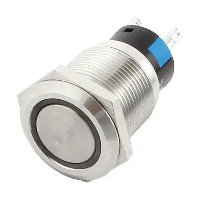 

DC24V White LED Angel Eye SPDT Flat Locking Metal Push Button Switch 19mm