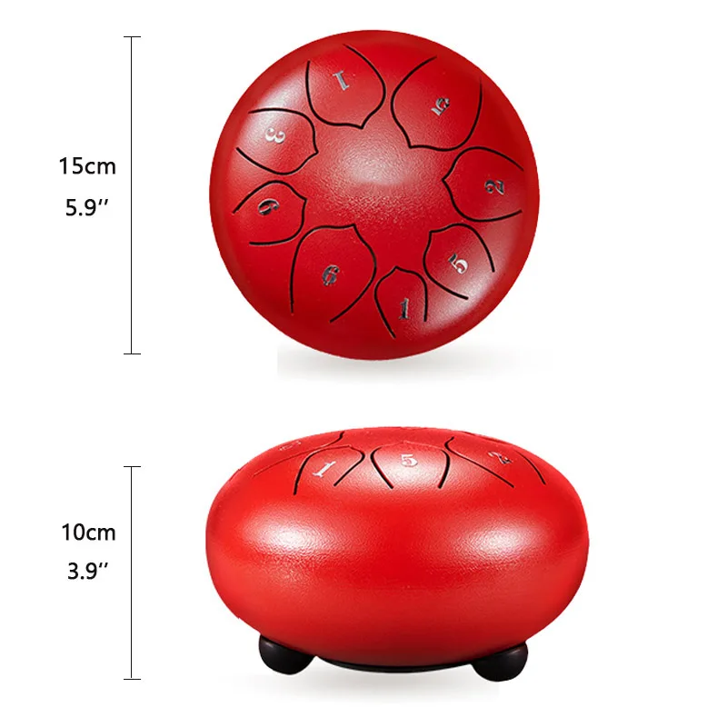 Tongue Drum 6 Inch 8 Tune Steel Hand Pan Drum Tank Drums With Drumsticks Carrying Bag Percussion Instruments Handpan Gift