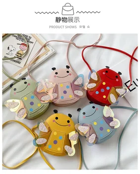 

Cute Children Cartoon Bee Shoulder Bag Girl Handbag Kids Long Strap Sequin Mini Bag Baby Fashion Zipper Crossbody