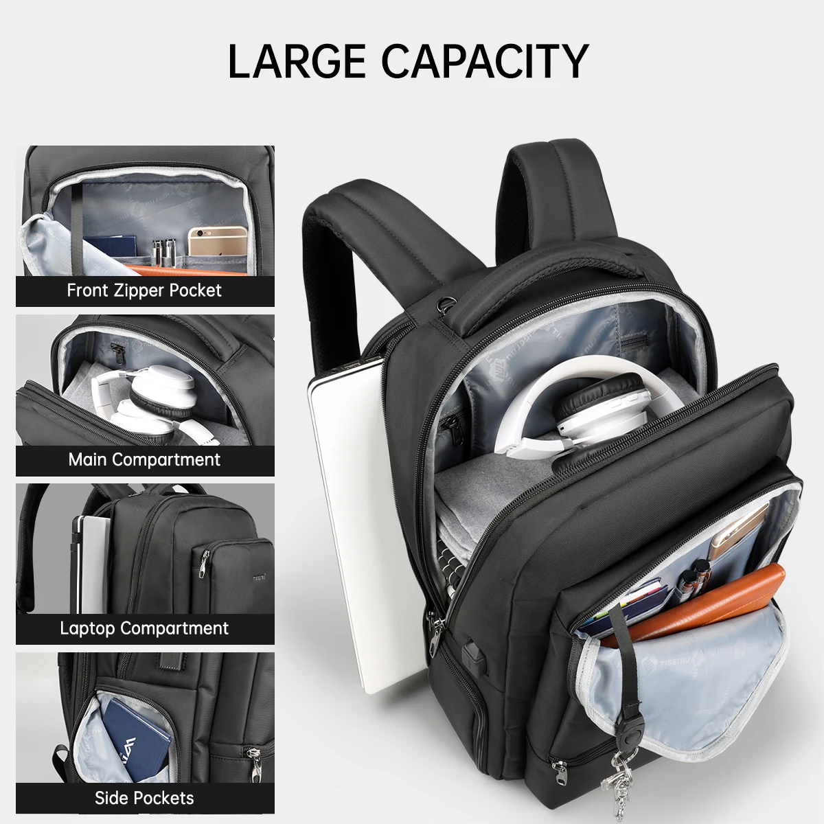 Tigernu Anti theft 15.6" Laptop USB Charging Women Backpack Waterproof Travel Solid Mochila Women Large Capacity Schoolbag Female