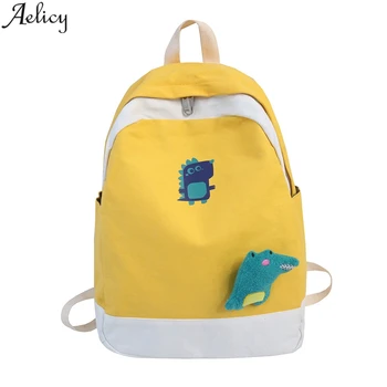 

Aelicy Fashion Lady Solid Color Outdoor Large Capacity Canvas Shoulder Bag Travel Backpack Teen High Quality School Bag