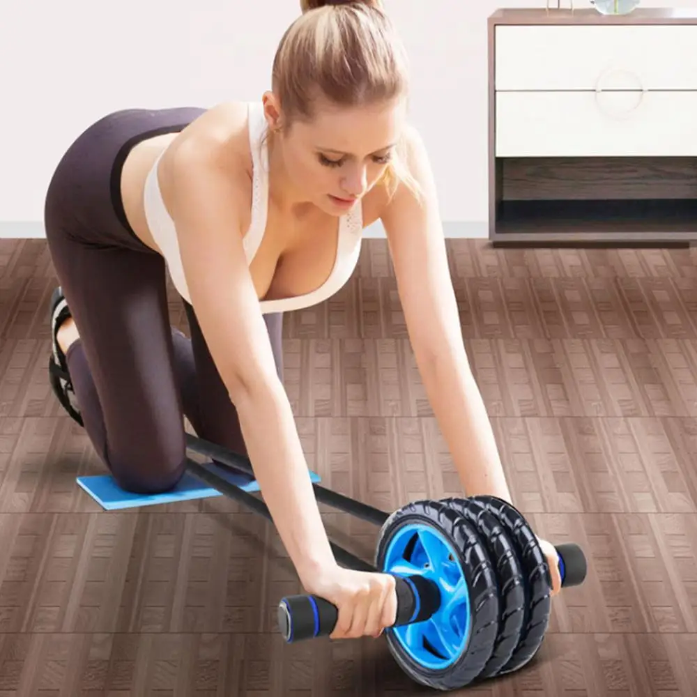 Трёхколёсный тренажер для гимнастики на присосках прочный ролик мышц живота
