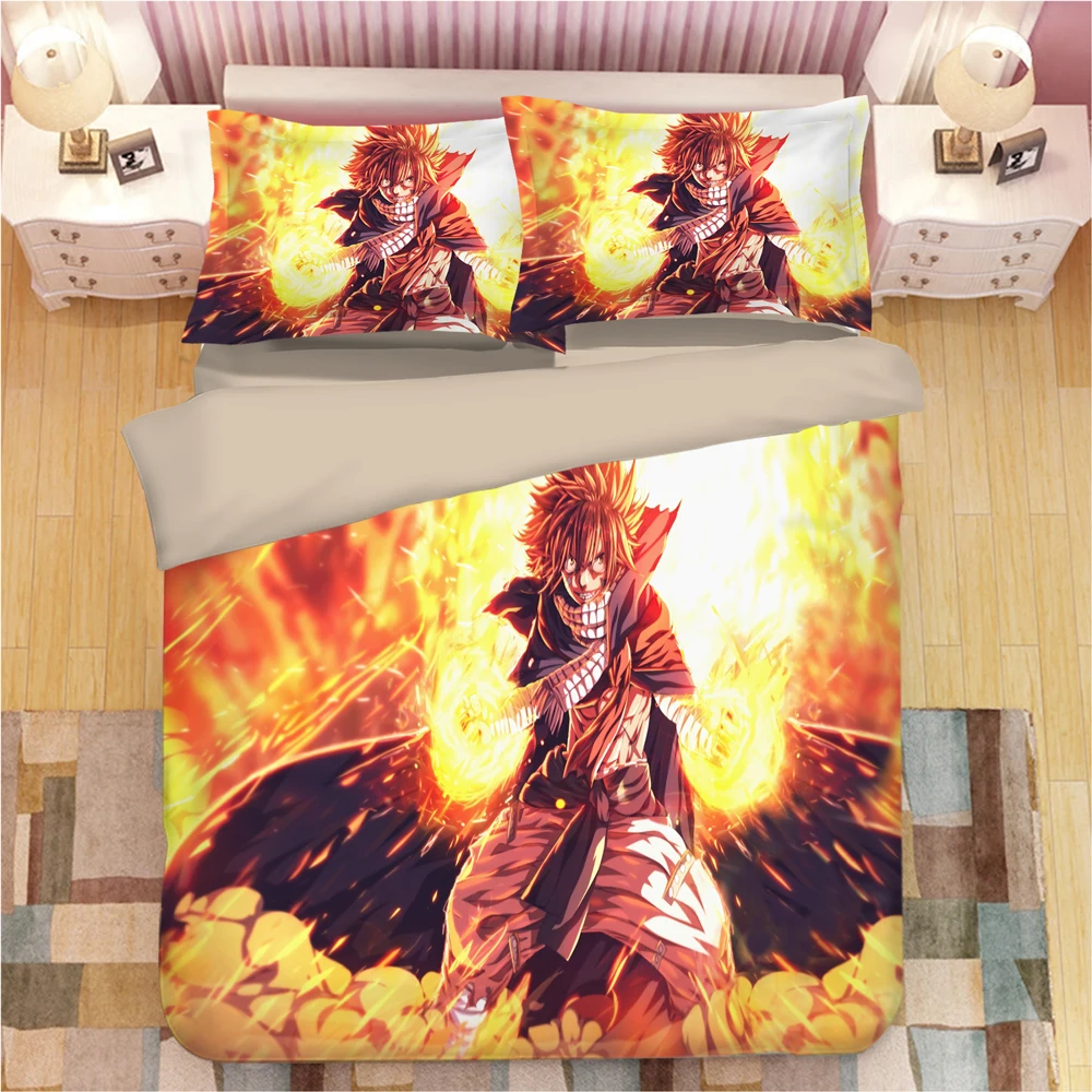 FAIRY TAIL 3D bed linen Cartoon anime Duvet Covers Pillowcases kids Anime Comforter Bedding Sets bed linens bedclothes bed set