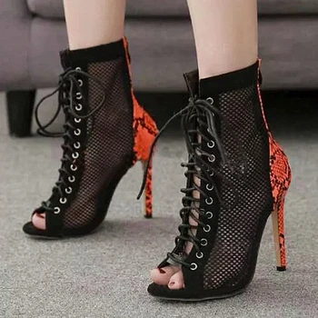 

LZXGSJ 2020 Woman Summernew Sandals Cross Strap High Thin Heels Peep Toe Fashion Party Lace-up Cross-tied