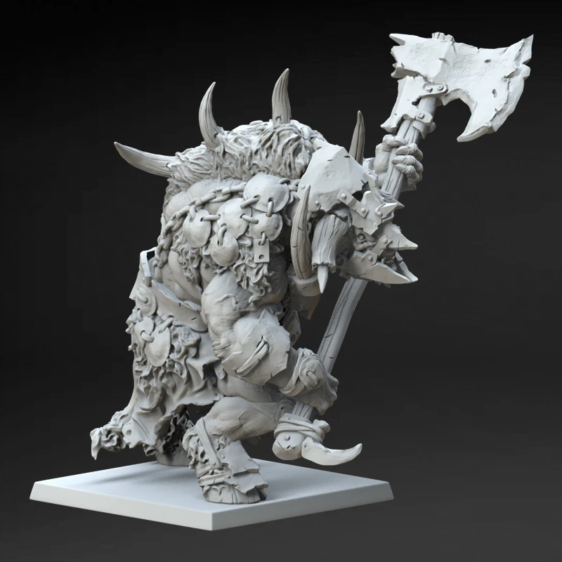 Фото 1/32 56mm Undead Minotaur 3D печатная Смола Модель Фигурки Неокрашенная №2