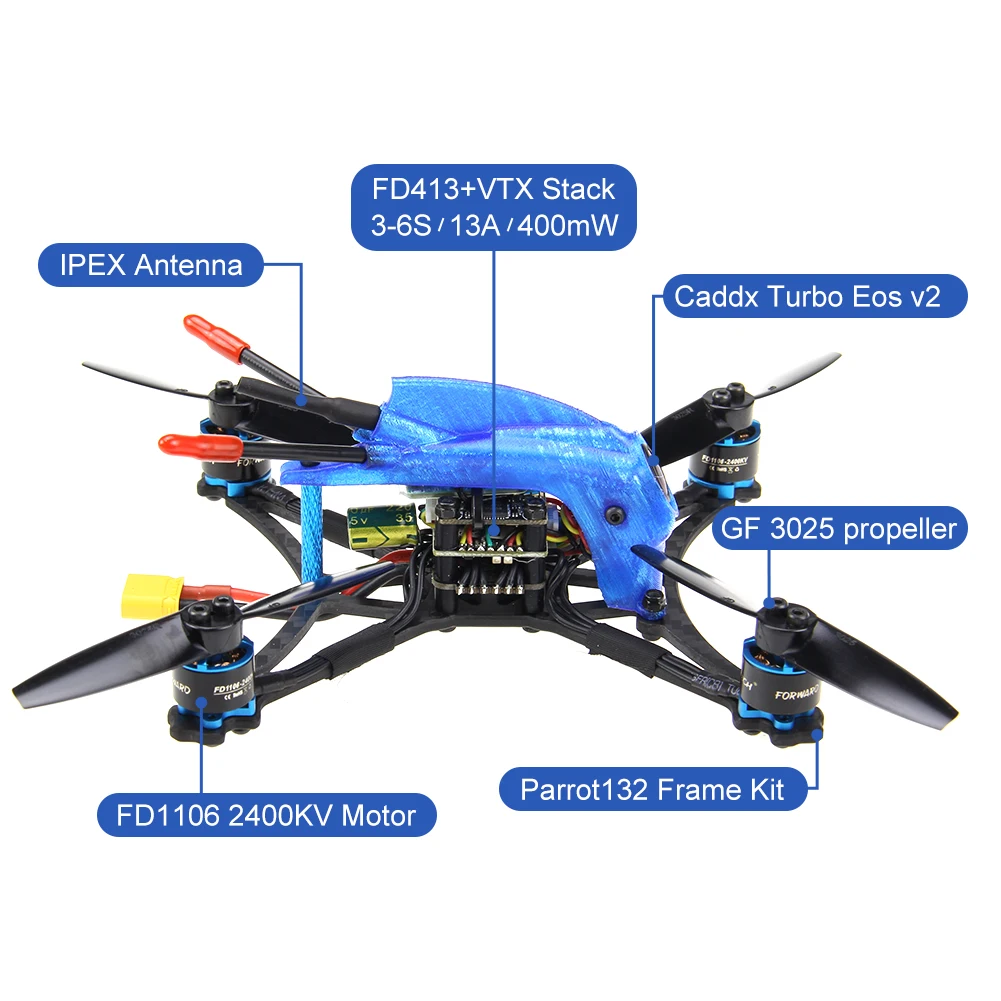 HGLRC Parrot132 5-6S FPV гоночный Дрон BNF FD1106 132 мм FPV зубочистка Дрон с FD411 FC для FPV RC Дрон