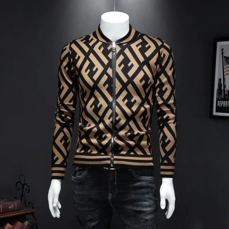 

Boutique men's autumn new long sleeve knitwear men's cardigan fashion letter zipper jacket