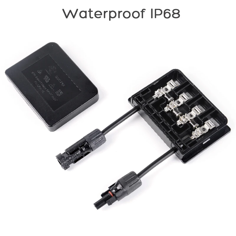 

Waterproof IP68 PV Junction Box Outdoors Solar Panel Junction Box Connectors 1000V 12A for RV Yacht Caravan Cabin Solar Kits.