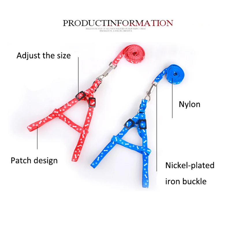 FATHIN Hot Sale Pet Dog Leash Traction Rope Pet Harness Dog Collar for Small Medium Dogs 10 color