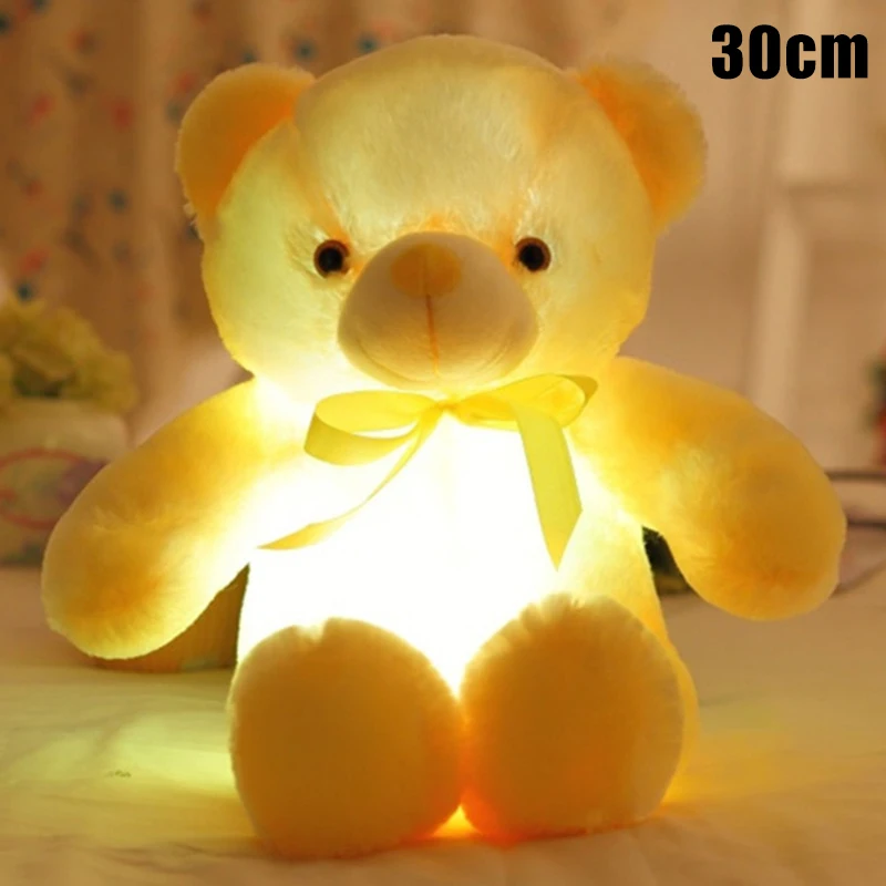 Светодиодный плюшевый медведь, игрушечный светильник, светящаяся игрушка для детей и взрослых THIN889 - Цвет: yellow