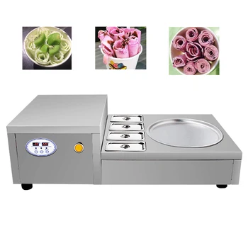 

Commercial Stainless Steel Fried ice machine single pan with 6 container , round pan fried ice cream machine