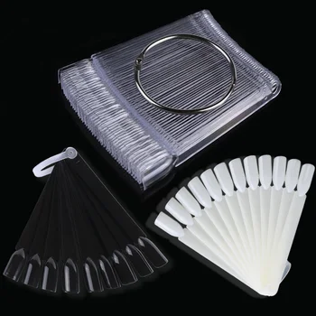 

1Set Fan Nail Art Tips Display Nature Clear Black Flase Nails Tips Gel Polish Practice Tools Color Card Acrylic Manicure NL386
