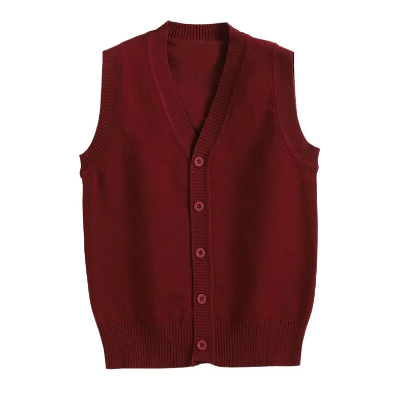 3-16 Years School Teenager Boys Girls Sweater Vest Children Waistcoats Baby Toddler Solid Sweater Cardigan Kids Knitted