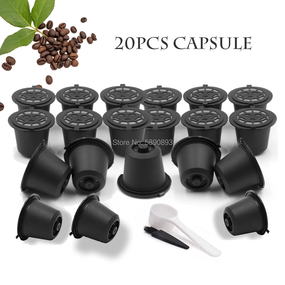 Многоразовые многоразовые кофейные капсульные фильтры для Nespresso с ложкой-щеткой