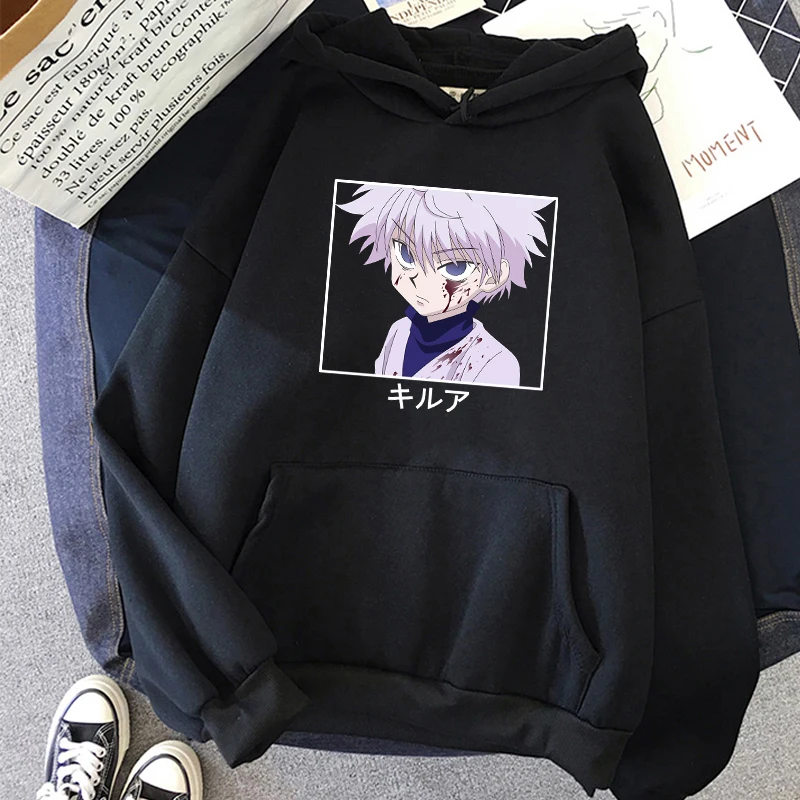 Hunter X Hunter Killua Hoodie Japanese Anime Women's Hooded Sweatshirt Harajuku Fun Cartoon Long Sleeve Casual Overisze Hoodie