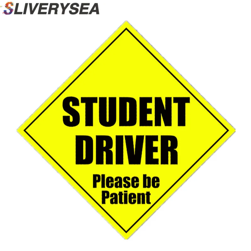 

SLIVERYSEA 4*9 Inch Car Styling STUDENT DRIVER BE PATIENT Reflective Vinyl Car Stickers and Decals