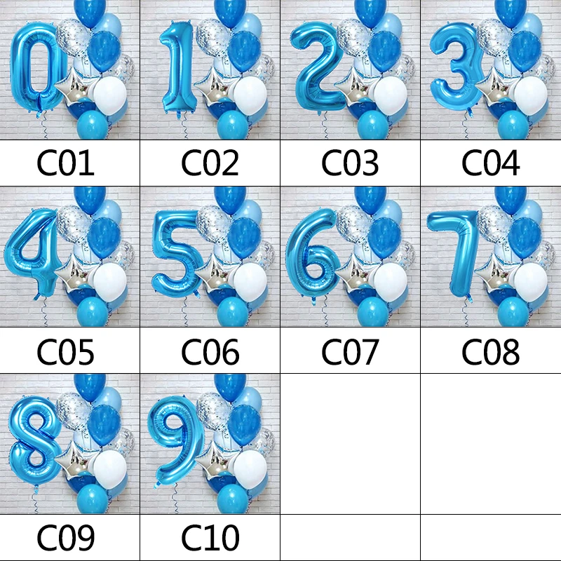 12pcs Pink Number Foil Balloon Birthday Party Decoration Latex Balloons Kids Baby Girl 1 2 3 4 5 6 7 8 9 Years Old 1st Birthday