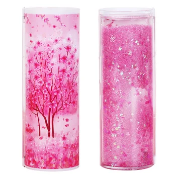 

Creative Crystal Quicksand Stationery Box Transparent Cylindrical Pencil Case Multi-Function Portable Practical Organizer
